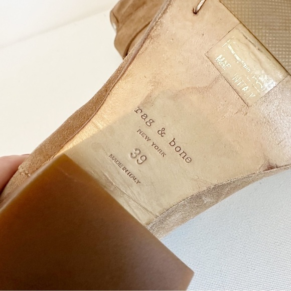 Rag & Bone Harrow Heeled Suede Tan Ankle Bootie - 9 (39) - Picture 4 of 15
